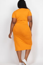 Load image into Gallery viewer, Ruched Short Sleeve Midi Dress
