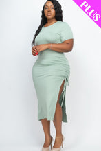 Load image into Gallery viewer, Ruched Short Sleeve Midi Dress
