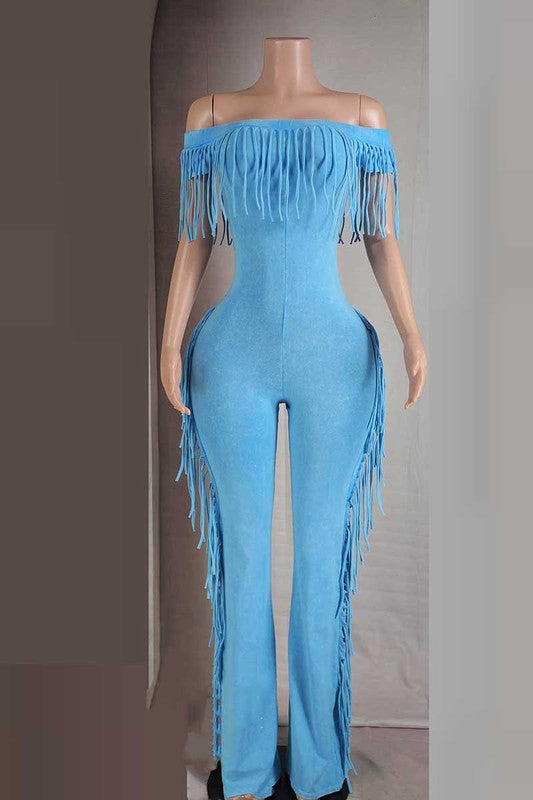 Artic Blue Tassel Jumpsuit